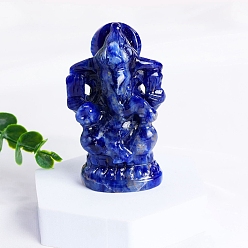 Sodalite Ganesha figurines de guérison en sodalite naturelle, Décorations d'affichage en pierre d'énergie reiki, 70mm