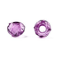 Purple Transparent Acrylic Beads, Faceted, Rondelle, Purple, 4x3.5mm, Hole: 1.5mm, about 14000pcs/500g