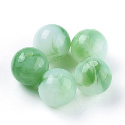Light Green Acrylic Imitation Jade Beads, Round, Light Green, 9.5x9~9.5mm, Hole: 2mm, about 950pcs/500g