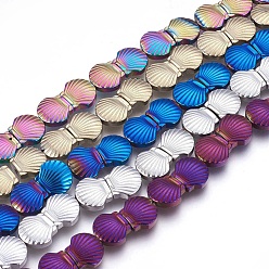 Mixed Color Electroplated Non-magnetic Synthetic Hematite Beads Strands, Polish, Shell, Mixed Color, 10.5x10x4mm, Hole: 1mm, about 40pcs/strand, 15.55 inch(39.5cm)