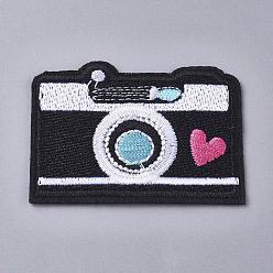 Black Computerized Embroidery Cloth Iron on/Sew on Patches, Costume Accessories, Camera, Black, 39x56x2mm
