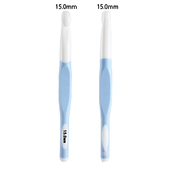 Light Sky Blue ABS Plastic Crochet Hooks Needles, with TPR Handle, for Braiding Crochet Sewing Tools, Light Sky Blue, 195mm, Pin: 15mm