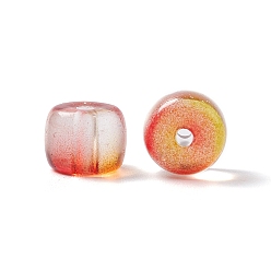 Naranja Rojo Perlas de vidrio transparentes, barril, rojo naranja, 7.5x6 mm, agujero: 1.5 mm