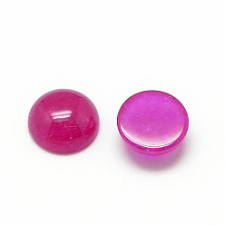 Medium Violet Red Natural White Jade Cabochons, Dyed, Half Round/Dome, Medium Violet Red, 12x5mm