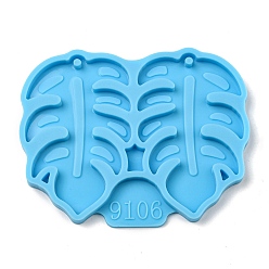 Leaf DIY Pendant Silicone Molds, Resin Casting Molds, for UV Resin, Epoxy Resin Jewelry Making, Monstera Leaf, 55x67x4.5mm, Hole: 2mm, Inner Diameter: 50x31mm