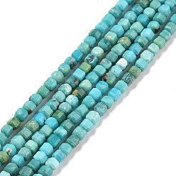 HuBei Turquoise Natural HuBei Turquoise Beads Strands, Faceted, Cube, 2.5x2.5x2.5mm, Hole: 0.5mm, about 186~188pcs/strand, 15.16~15.35 inch(38.5~39cm)