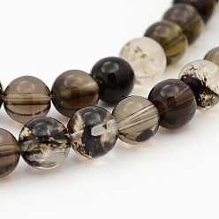Black Round Glass Beads Strands, Black, 6mm, Hole: 1mm, about 65pcs/strand, 15.7 inch