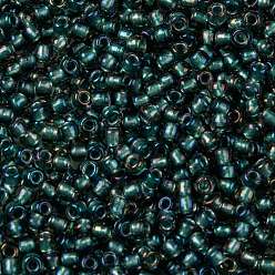 (270) Inside Color Crystal/Prairie Green Lined Toho perles de rocaille rondes, perles de rocaille japonais, (270) intérieur cristal / vert prairie doublé, 11/0, 2.2mm, Trou: 0.8mm, environ5555 pcs / 50 g