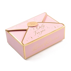 Pink Boîtes en papier créatives pliables, boîtes de faveur de mariage, boîte de faveur, coffrets cadeaux en papier en forme d'enveloppe, rectangle, rose, 7.1x10.5x3.5 cm
