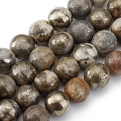 Marcasite Perlas de pirita naturales hebras, rondo, 8 mm, agujero: 0.6 mm, sobre 49 unidades / cadena, 15.75 pulgada (40 cm)
