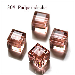 Salmón Claro Imitación perlas de cristal austriaco, aaa grado, facetados, cubo, salmón claro, 8x8x8 mm (tamaño dentro del rango de error de 0.5~1 mm), agujero: 0.9~1.6 mm