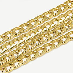 Gold Unwelded Aluminum Curb Chains, Gold, 10.8x7.2x2mm