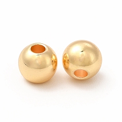 Real 18K Gold Plated Brass Beads, Round, Real 18K Gold Plated, 6x5mm, Hole: 2mm