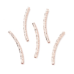 Rose Gold Rack Plating Brass Curved Tube Beads, Cadmium Free & Lead Free, Long-Lasting Plated, Rose Gold, 24.5x2mm, Hole: 1.2mm