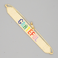 Colorido Pulsera de cuentas trenzadas con semillas de miyuki, pulsera ajustable con palabras, colorido, Sin tamaño