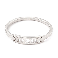 Color de Acero Inoxidable 304 anillo de dedo de fase lunar de acero inoxidable para mujer, color acero inoxidable, tamaño de EE. UU. 7 3/4 (17.9 mm)