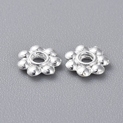 Silver Tibetan Style Alloy Spacer Beads, Cadmium Free & Lead Free, Daisy Flower, Silver, 6x1.3mm, Hole: 2mm, about 8900pcs/1000g