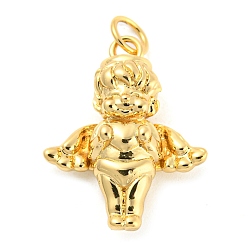 Золотой Латунные подвески, с целью перехода в кольце, очарование купидона, золотые, 21x16.5x6.5 мм, отверстие : 3 мм