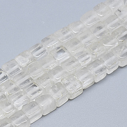 Quartz Crystal Natural Quartz Crystal Beads Strands, Rock Crystal Beads, Cube, 6~6.5x6~6.5x6~6.5mm, Hole: 1mm, about 65pcs/strand, 16.1 inch
