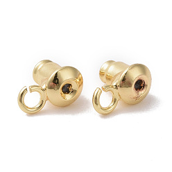 Real 18K Gold Plated Rack Plating Brass Ear Nuts, with Loop, Cadmium Free & Lead Free, Long-Lasting Plated, Real 18K Gold Plated, 5.8x7.2x4.4mm, Hole: 1.8mm