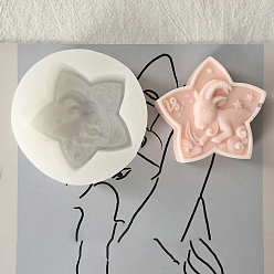 Capricorn DIY Star with Constellation Candle Silicone Molds, for Scented Candle Making, White, Capricorn, 9x3.3cm