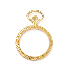 Golden Zinc Alloy Big Pendants, Open Back Bezel, for DIY UV Resin, Epoxy Resin, Pressed Flower Jewelry, Pocket Watch Bezel, Golden, 52x36x5mm, Hole: 13.5X8mm, inner diameter: 28.5mm 