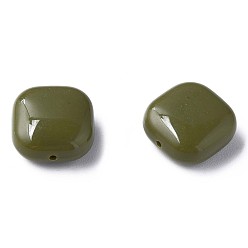 Dark Olive Green Opaque Acrylic Beads, Square, Dark Olive Green, 15x15x7.5mm, Hole: 1.2mm, about 375pcs/500g