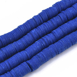 Средно-синий Полимерной глины ручной работы бисер нитей, для поделок ювелирных изделий, Heishi бусы, Диск / плоские круглые, светло-синий, 8x0.5~1 мм, отверстие : 2 мм, около 350~387 шт / нитка, 15.75 дюйм ~ 16.14 дюйм (40~41 см)