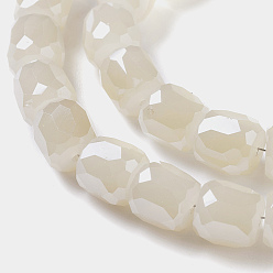 Dentelle Vieille Imitation de perles de verre de jade, tonneau à facettes, vieille dentelle, 8x8mm, Trou: 1mm
