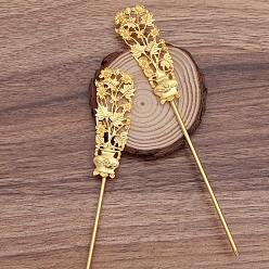 Golden Iron Hair Stick Findings, with Alloy Vase, Golden, 168x25x5.5mm