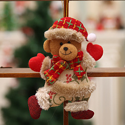 Oso Decoración de colgante de tela de muñeca de baile de navidad, para adornos colgantes de árboles de navidad, oso, 180x130 mm