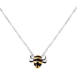 Platine & Or Collier de charme d'abeille en laiton pour les femmes, platine et d'or, 16.93 pouce (43 cm)