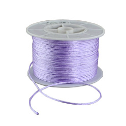 Lilas Fil de nylon ronde, corde de satin de rattail, pour création de noeud chinois, lilas, 1mm, 100 yards / rouleau