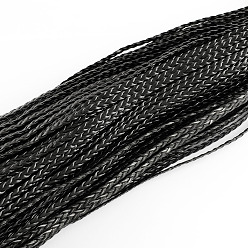 Черный Плетеные имитация кожаные шнуры, фурнитура елочки для браслета, чёрные, 5x2 мм, около 109.36 ярдов (100 м) / пачка
