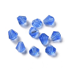 Dodger Blue Glass Imitation Austrian Crystal Beads, Faceted, Diamond, Dodger Blue, 4x4mm, Hole: 0.7mm