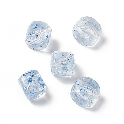 Dodger Blue Transparent Acrylic Beads, with Dried Flower Petal, Square, Dodger Blue, 16x16x16mm, Hole: 2mm, 278pcs/500g