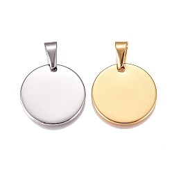 Mixed Color 304 Stainless Steel Pendants, Stamping Blank Tag, Flat Round, Mixed Color, 25x1.5mm, Hole: 10x4.5mm