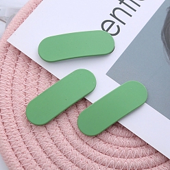 Medium Sea Green Frosted Plastic Snap Hair Clips, with Metal Clip, for Women and Girls, Rounded Rectangle, Medium Sea Green, 56x20mm