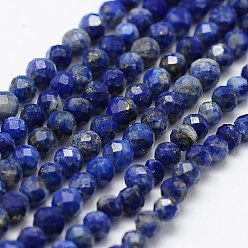 Lapis Lazuli Natural Lapis Lazuli Beads Strands, Faceted, Round, 2mm, Hole: 0.5mm,  about 162~175pcs/strand, 14.9 inch(38cm)