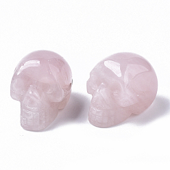 Розовый Кварц Хэллоуин бусины из натурального розового кварца, нет отверстий / незавершенного, череп, 18~20x16.5~18x24~25 мм