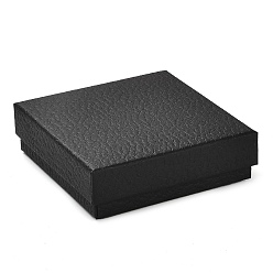 Черный Квадратная картонная коробка для ожерелья, футляр для хранения украшений с бархатной губкой внутри, для ожерелья, чёрные, 8.8x8.8x2.65 см