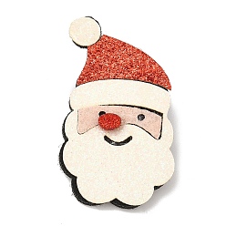 Santa Claus Broche de cuero pu con tema navideño, pasador de aleación de zinc, santa claus, 45x30x4.5 mm