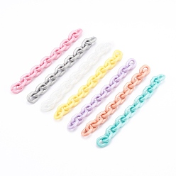 Mixed Color Handmade Opaque Acrylic Cable Chains, Round Ring, Mixed Color, 19x14x4mm, about 39.37 inch(1m)/strand
