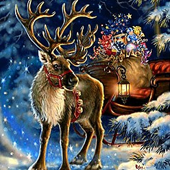 Олень Diy рождественская тема прямоугольный набор для алмазной живописи, включая сумку со стразами из смолы, алмазная липкая ручка, поднос тарелка и клей глина, олень, 400x300 мм