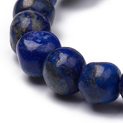 Lapislázuli Pulseras de cuentas elásticas de lapislázuli natural, piedra caída, pepitas, 1-7/8 pulgada ~ 2-1/8 pulgada (4.8~5.5 cm), perlas: 6~15x6~11x3~11 mm