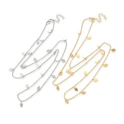 Golden & Stainless Steel Color 304 Stainless Steel Charms Necklaces, with Lobster Clasp, Rhombus, Golden & Stainless Steel Color, 28.35 inch(72cm), 2mm
