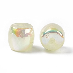 Jaune Perles acryliques opaques, couleur ab , couleur macaron, baril, jaune, 15.5x16.5mm, Trou: 3mm