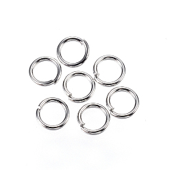 Color de Acero Inoxidable 304 argollas de acero inoxidable, anillos del salto abiertos, color acero inoxidable, 4x0.8 mm, diámetro interior: 2.4 mm, 20 calibre