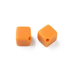 Orange Perles acryliques opaques, cube, orange, 13x14.5x14.5mm, Trou: 2mm, environ530 pcs / 500 g
