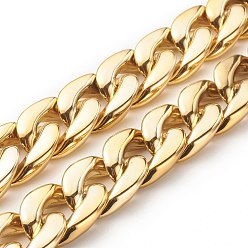 Oro Cadenas de plástico ccb, cadenas del encintado retorcidos, oval, oro, 28x20x6 mm